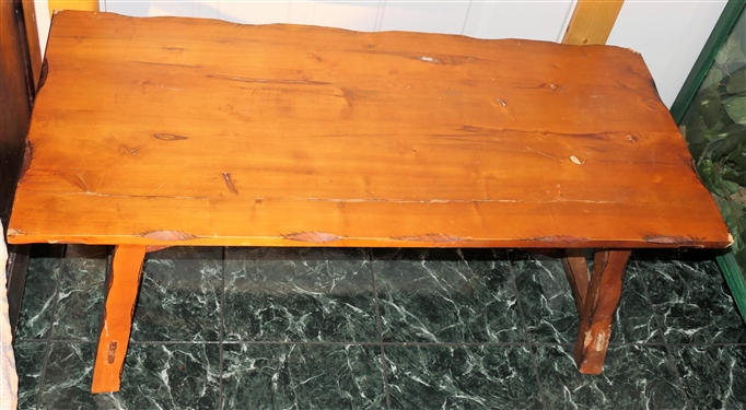Trestle Style Coffee Table - Measuring 18 tall 44 by 20 - Some Chewed Places on Corners