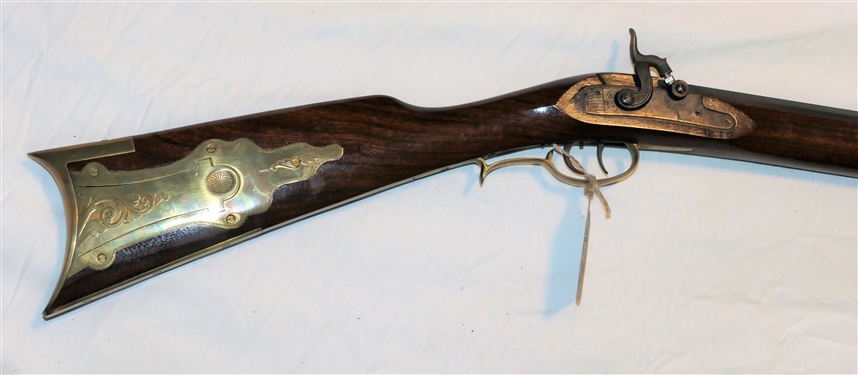 Connecticut Valley Arms Inc. .50 Caliber Black Powder Long Rifle- Made in Spain - Brass Patch Box - with Ram Rod -Engraved Brass Details