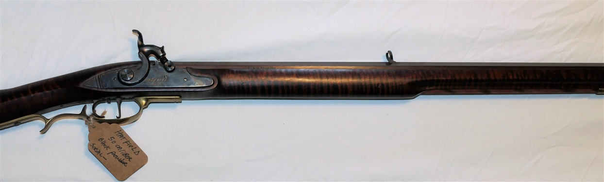 Hatfield .50 Caliber Black Powder Long Rifle - Beautiful Flame Mahogany Wood Stock