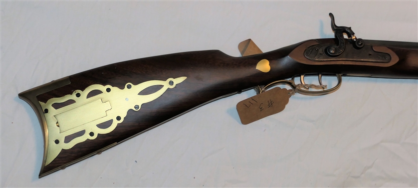 Traditions, INC. .50 Cal Black Powder Long Rifle - 1-66 - Brass Patch Box and Brass inlaid Starbursts and Hearts on Stock - Double Trigger