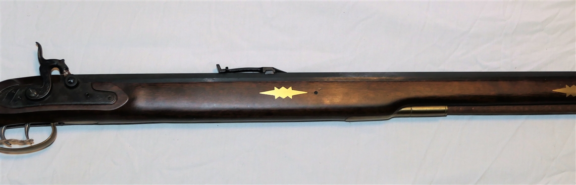 Traditions, INC. .50 Cal Black Powder Long Rifle - 1-66 - Brass Patch Box and Brass inlaid Starbursts and Hearts on Stock - Double Trigger