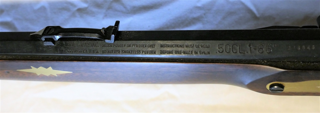 Traditions, INC. .50 Cal Black Powder Long Rifle - 1-66 - Brass Patch Box and Brass inlaid Starbursts and Hearts on Stock - Double Trigger