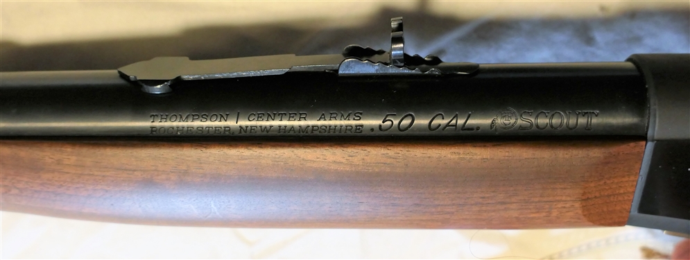 Thompson Center Arms Scout .50 Caliber Black Powder Rifle with Original Instructions, Card, and Key Chain