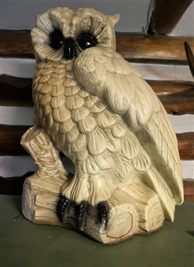 Large Chalk Owl Statue - Measures 21 tall 13 Wide