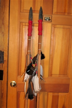 2 Replica Spears with Beads and Turkey Feathers - Each Measures 71 Tall