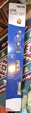 20 Foot In- Ground Aluminum Flag Pole Set New in Box with 3' by 5' American Flag
