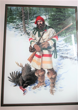 Longbeard's Luck by Glen Barnes 1986 Pencil Signed and Numbered 580/950 Print - Framed and Matted - Frame Measures 31 1/2 by 26 1/2