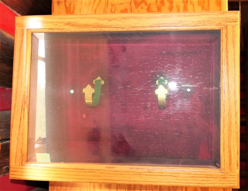 Oak Pistol Display Case with Beveled Glass - Measures 19 by 15 by 5 Deep