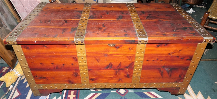 Nice Cedar Chest with Copper Straps, Trim, and Handles with Tray - Measures 21 tall 44 by 22