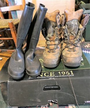 Cabela's Dry Plus Size 12 Insulated Hunting Boots and Pair of Rubber Boots Size 13 - Like New