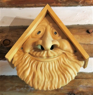 Wood and Resin Face Bird House - Measures 15 Long