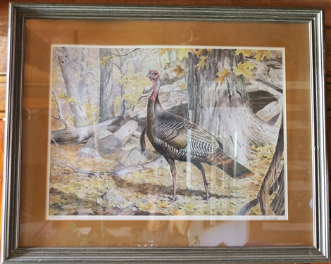 Ned Smith Pencil Signed and Numbered Turkey Print - Numbered 434/600 - Framed and Matted - Frame Measures 24 by 32