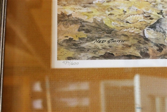 Ned Smith Pencil Signed and Numbered Turkey Print - Numbered 434/600 - Framed and Matted - Frame Measures 24 by 32