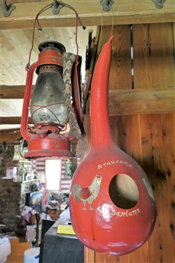 Red Lantern and Gourd Bird House - Hand Painted