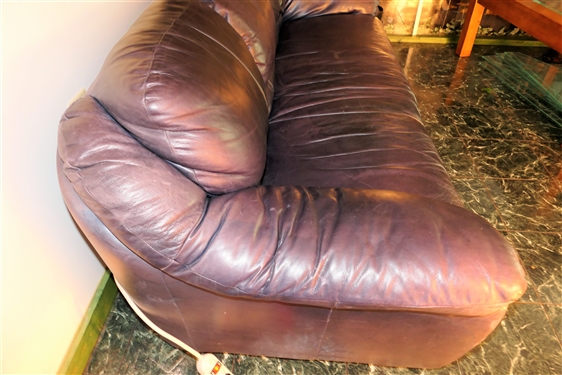 Navy Blue Leather Sofa - Measures 79 Long 30 Tall