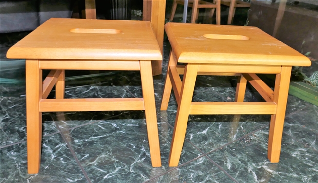Pair of Light Wood Stools - 12 Tall 12 by 12
