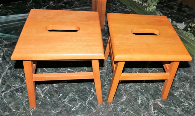 Pair of Light Wood Stools - 12 Tall 12 by 12
