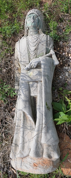 Concrete Indian Chief Statue - Holding A Tomahawk - 59" Tall - No Damage Just Heavy