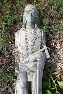 Concrete Indian Chief Statue - Holding A Tomahawk - 59 Tall - No Damage Just Heavy