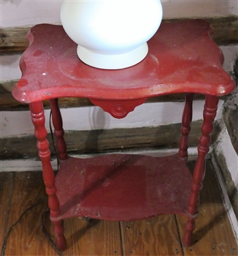 Small Red Painted Table - Measures 24 tall 18 by 12