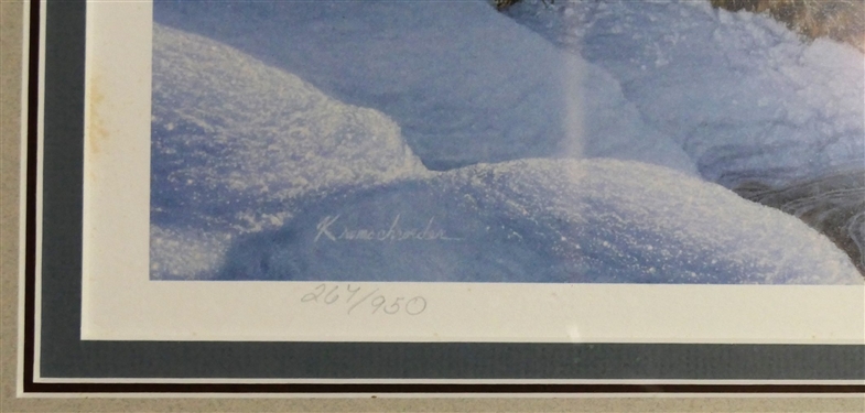 Lee Kromschroeder Artist Signed and Numbered 264/950 Bobcat Print - Framed and Matted - Frame Measures 21 by 41