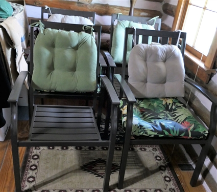4 Aluminum Arm Chairs with Cushions