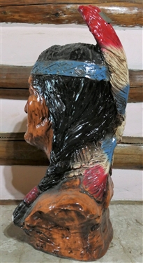Chalk Indian Bust - Some Minor Finish Loss - 19 Tall 
