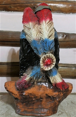 Chalk Indian Bust - Some Minor Finish Loss - 19 Tall 