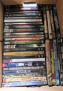 Lot of 85 Plus DVD Movies including Jurassic World, Deadwood, Camelot, Spartacus, Noah, and More