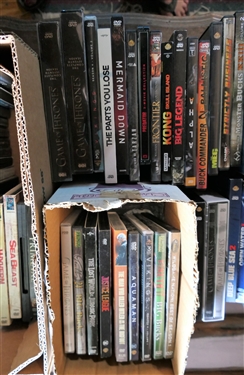 Lot of 80 Plus DVD Movies including Kong Shell Island, Vlad the Impeller, Mermaid Down, Game of Thrones Seasons 6 & 7, Dirty Jobs, and More