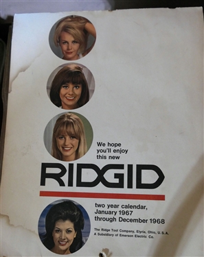 1967 - 1968 Rigid Calendar and Collection of Playboy Magazines - Calendar has Tear on Back Page