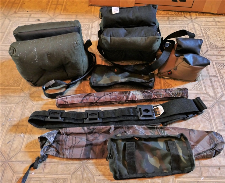 3 Shooting Gun Rests, Gun Straps, and Pouches