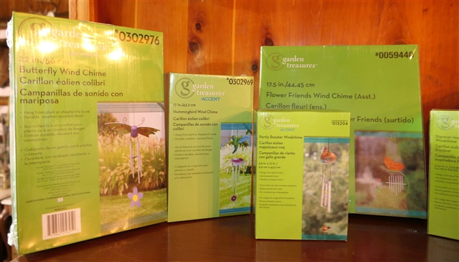 7 New in Packages Garden Treasures Wind chimes - Birds, Butterflies, and Inspirational Quotes