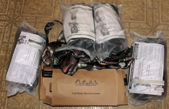 5 Full Body Harnesses - 4 New in Plastic Packages and 1 Cabellas \