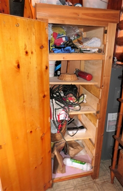 Pine Storage Cupboard with Shelves - Measures 66 Tall 22 by 24