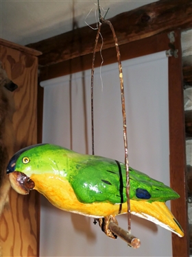 Paper Mache Parrot on Wire Hanger - Measures 12