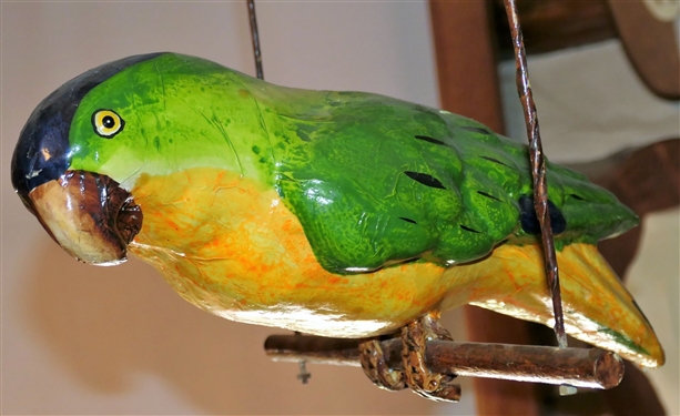 Paper Mache Parrot on Wire Hanger - Measures 12