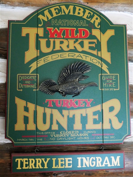 National Wild Turkey Federation Turkey Plaque - Name Plate Is Removable - Measures 20" by 17" Not Including Name