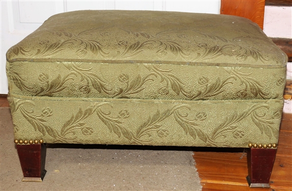 Olive Green Foot Stool with Nail head Trim- On Feet - Measures 16 tall 26 by 19
