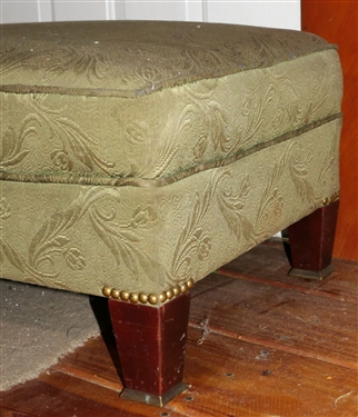 Olive Green Foot Stool with Nail head Trim- On Feet - Measures 16 tall 26 by 19