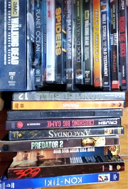 Lot of DVD Movies including Deadwood, Swamp People, Spiders, Crushing Big Game