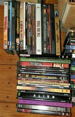 Large Lot of DVDs including Pharoahs Army, Cisco Kid, Blue Demos, Gladiator, The Big Trail