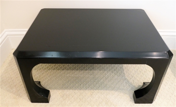 Asian Style Black Lacquer Table by Baker - Measures - 12 1/2 tall 26 by 19