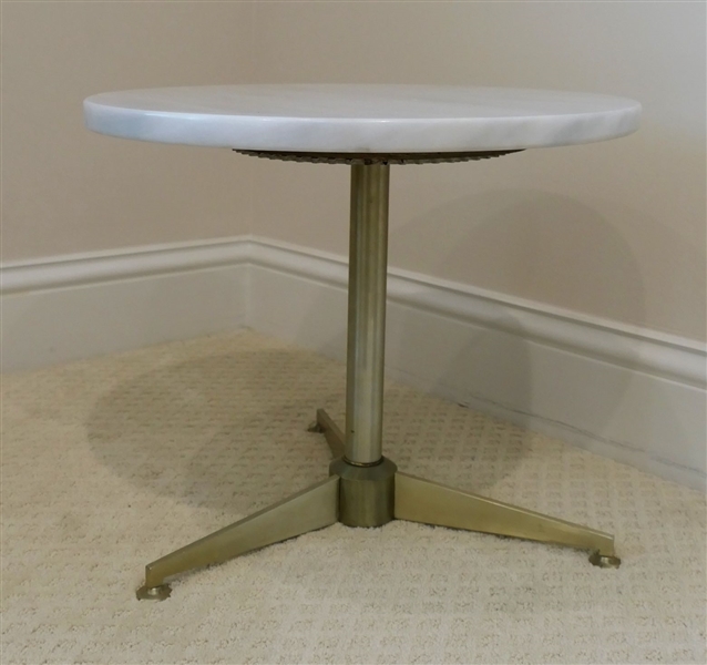 Small Rotating Table with Marble top and Metal Base - Marble is Not Attached - Measures 15" Tall 18" Across