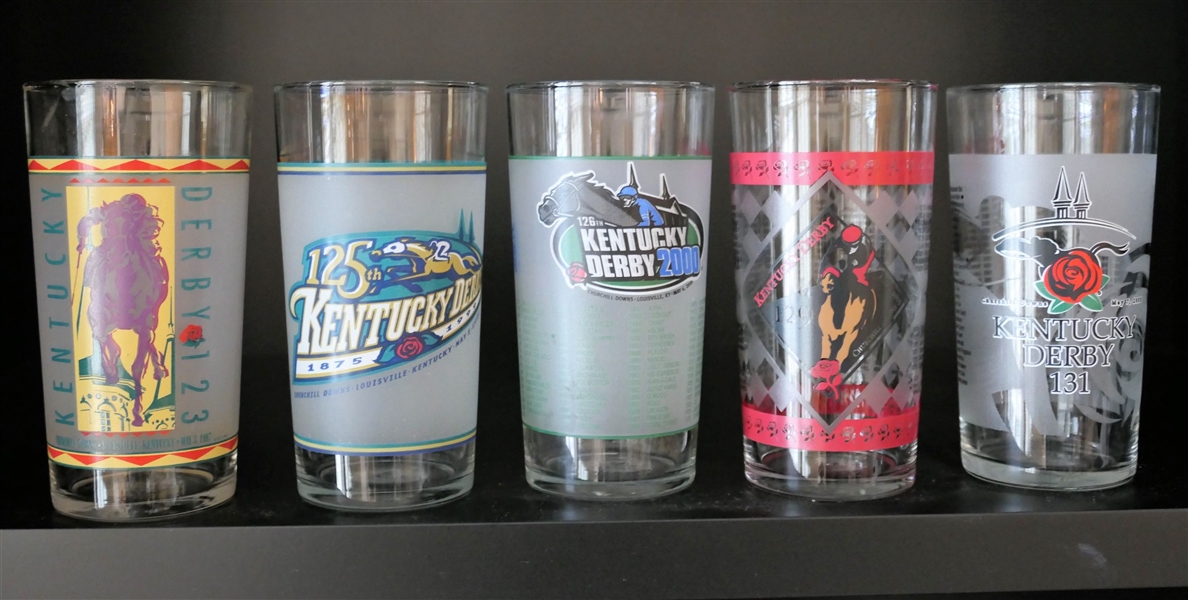 5 Kentucky Derby Glasses -123, 125, 126, 129, & 131