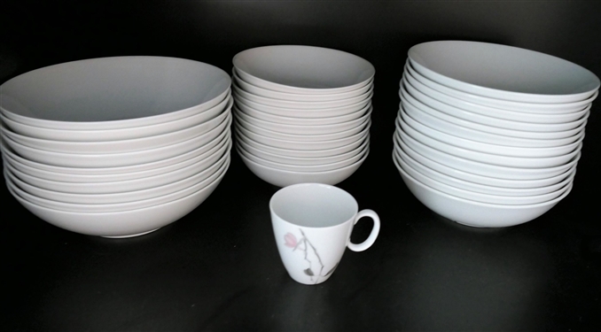 Lot of 35 White Bowls including Raymond Lowry - Continental China 7, Arzberg Germany 5 1/2 and Other Unmarked