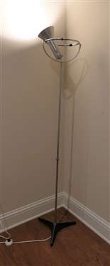 Chrome Spotlight Floor Lamp - Adjustable Height and Moveable Bulb - Measures 64 Extended
