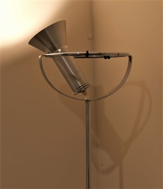 Chrome Spotlight Floor Lamp - Adjustable Height and Moveable Bulb - Measures 64 Extended