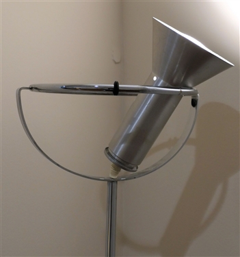 Chrome Spotlight Floor Lamp - Adjustable Height and Moveable Bulb - Measures 64 Extended