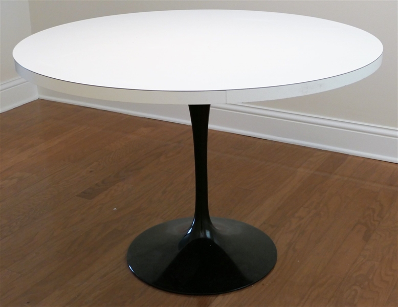 Mid Century Modern Table with Black Metal Base - Top Has Been Replaced and Is Not Attached - Table Measures 29" tall 41 1/2" Across